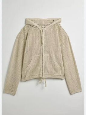 BDG Urban Outfitters Crochet Mesh Hooded Zip Front L